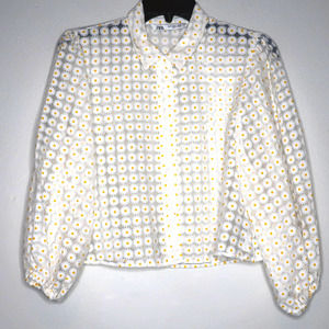 Zara Oyster White Daisy Organza Blouse